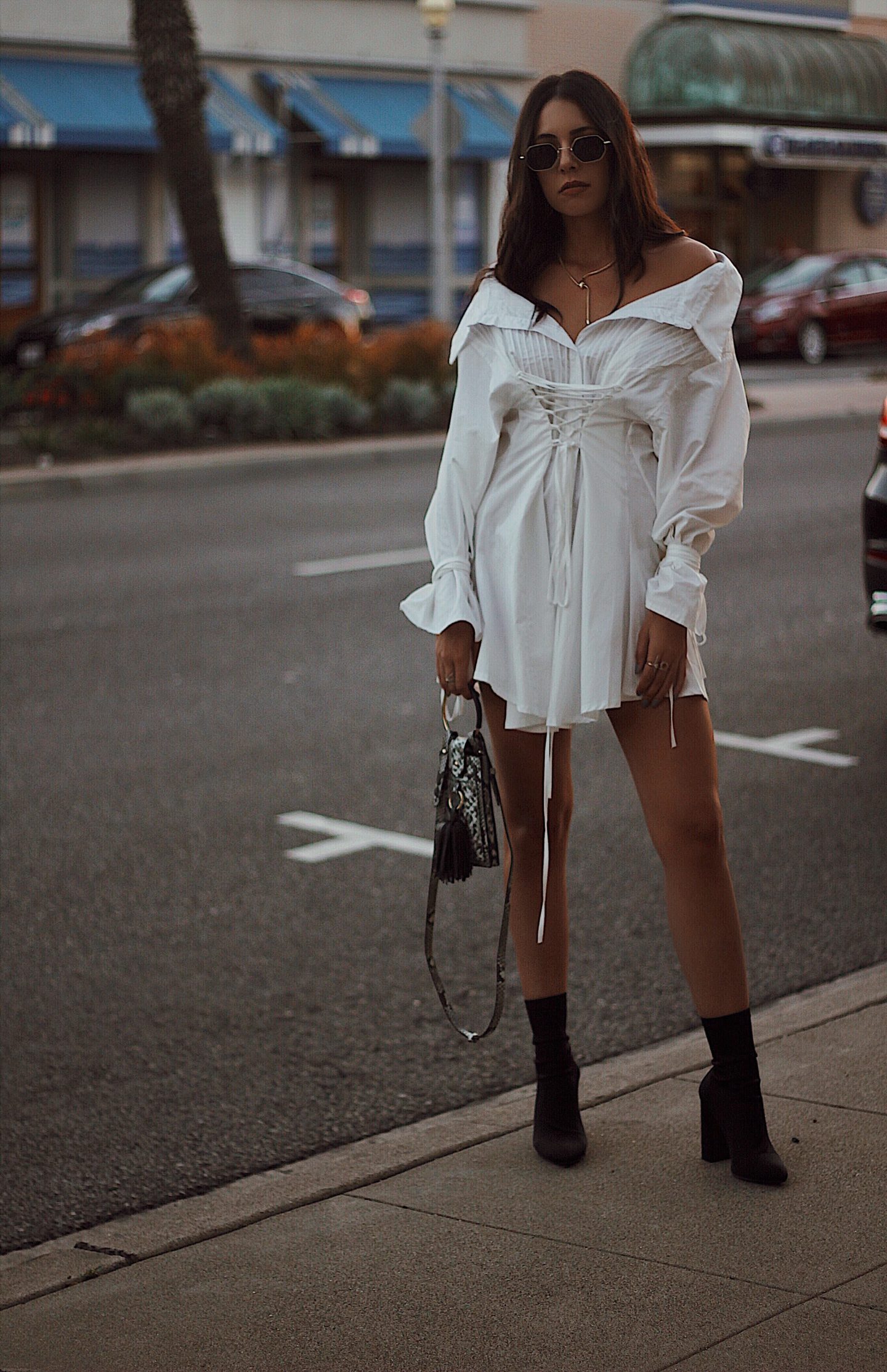 leather to lunch Little White Structured Dress